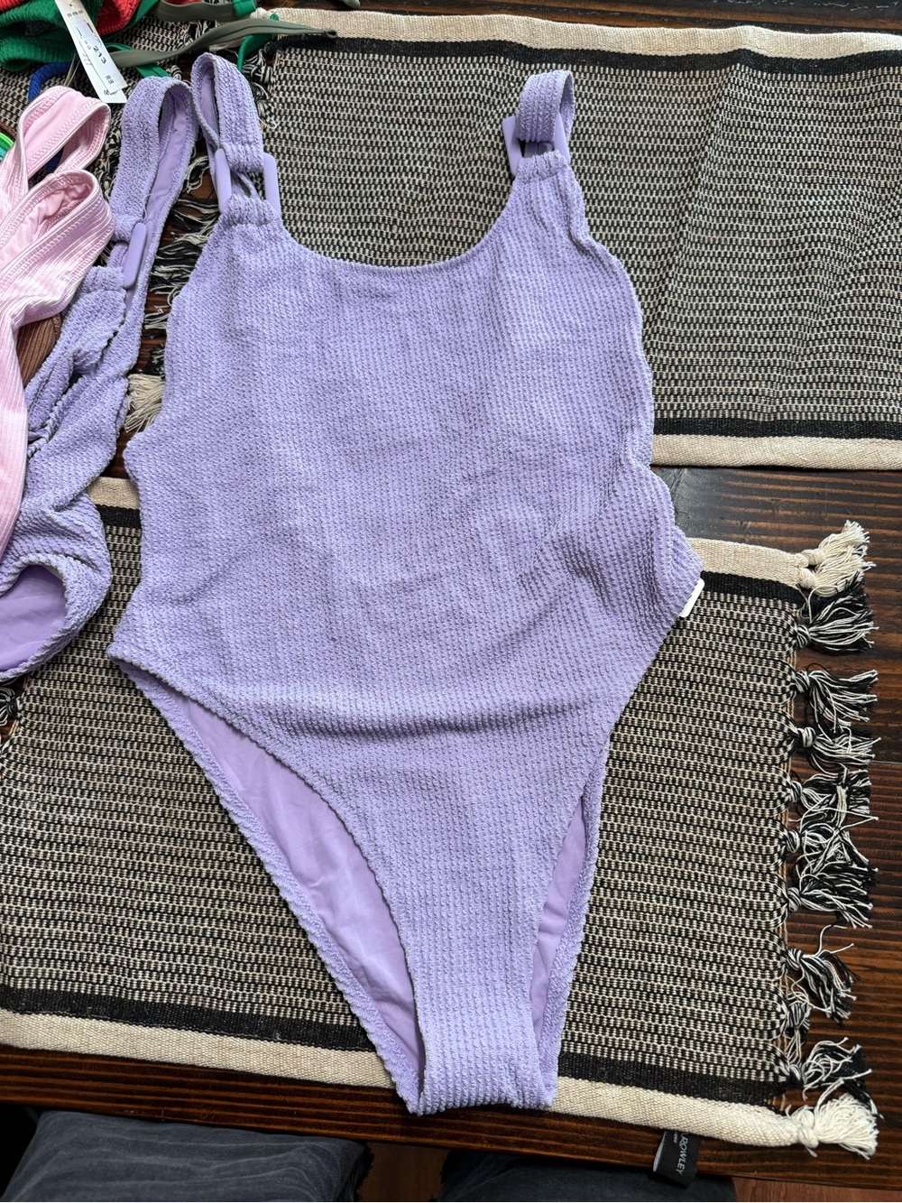 aerie Lilac Textured One-Piece Swimsuit